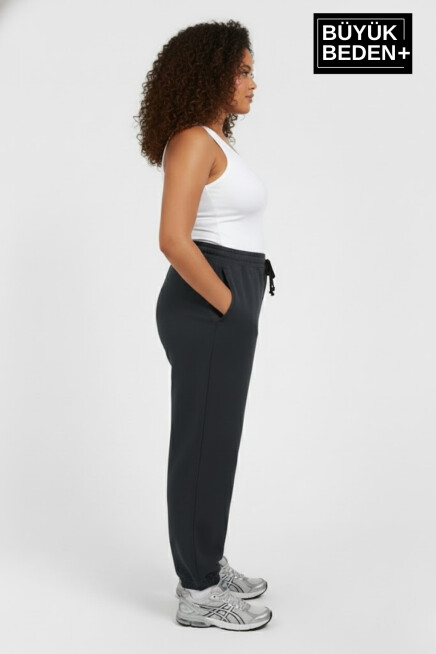 Kadın Büyük Beden Paça Lastikli İki İplik Rahat Kalıp ince Eşofman Altı SPR26BEAK951