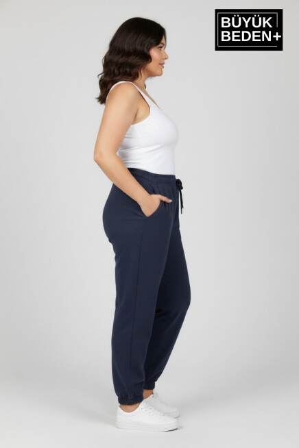 Kadın Büyük Beden Paça Lastikli İki İplik Rahat Kalıp ince Eşofman Altı SPR26BEAK951