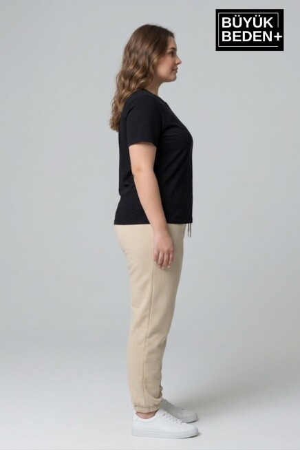 Kadın Büyük Beden Paça Lastikli İki İplik Rahat Kalıp ince Eşofman Altı SPR26BEAK951