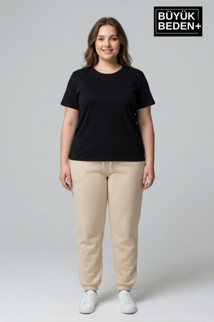 Kadın Büyük Beden Paça Lastikli İki İplik Rahat Kalıp ince Eşofman Altı SPR26BEAK951