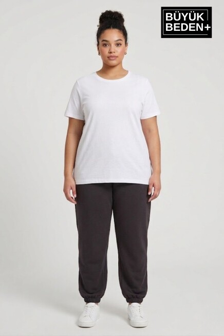 Kadın Büyük Beden Paça Lastikli İki İplik Rahat Kalıp ince Eşofman Altı SPR26BEAK951