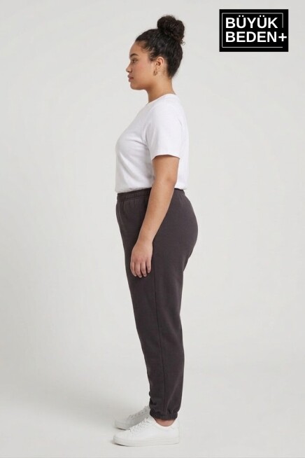 Kadın Büyük Beden Paça Lastikli İki İplik Rahat Kalıp ince Eşofman Altı SPR26BEAK951