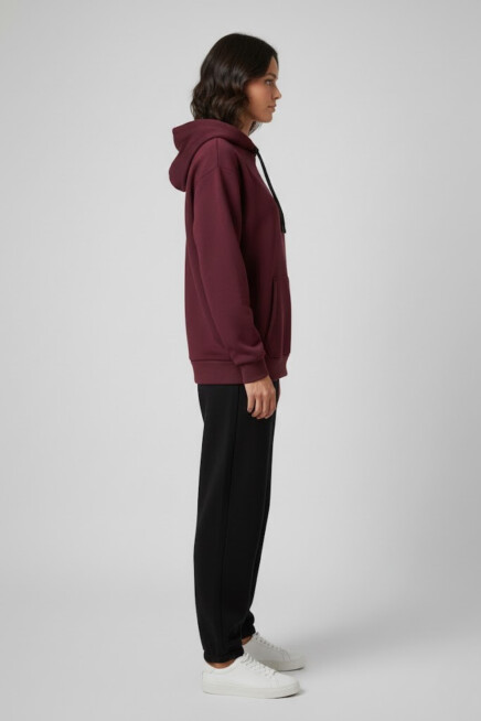 Kadın Kapşonlu Rahat Kalıp İçi Polarlı 3 iplik SweatShırt spr24swk55