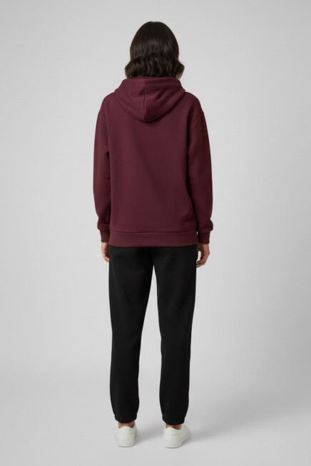 Kadın Kapşonlu Rahat Kalıp İçi Polarlı 3 iplik SweatShırt spr24swk55