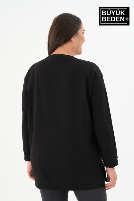 Kadın Tunik Büyük Beden Capri Island Baskılı ince Sweatshırt SPR26BTK990-1