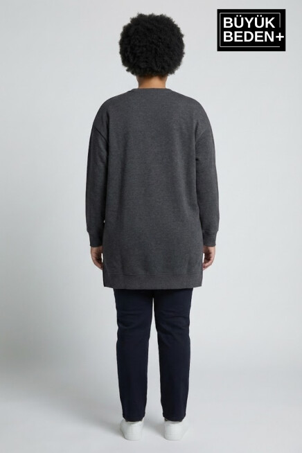 Kadın Tunik Büyük Beden Capri Island Baskılı ince Sweatshırt SPR26BTK990-1