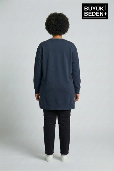 Kadın Tunik Büyük Beden NY NEWYORK Baskılı ince Sweatshırt SPR26BTK990-1