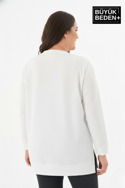 Kadın Tunik Büyük Beden NY NEWYORK Baskılı ince Sweatshırt SPR26BTK990-1