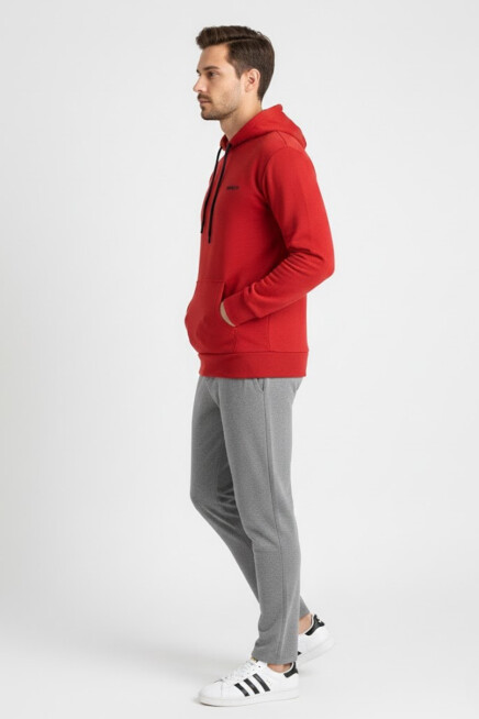 Süperlife Kapşonlu Uzun Kollu Baskılı Dar Kalıp İnce Erkek Sweatshirt SPR 2019K61