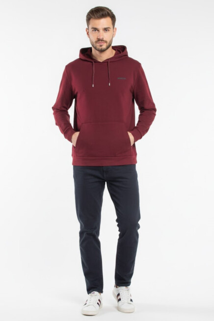 Süperlife Kapşonlu Uzun Kollu Baskılı Dar Kalıp İnce Erkek Sweatshirt SPR 2019K61