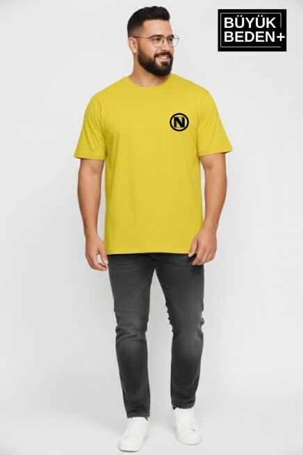Erkek Büyük Beden N Baskılı 3xl-6xl Bisiklet Yaka Tshırt SPR26BTS510-19