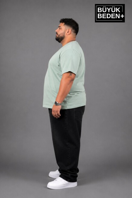 Süperlife Büyük Beden Erkek V Yaka Pamuklu Basic Tişört Lacivert 3XL-6XL SPR26BTS509