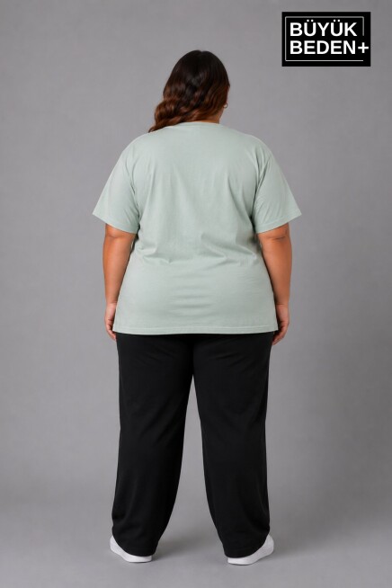 Süperlife Büyük Beden Kadın V Yaka Pamuklu Basic Tişört Lacivert 3XL-6XL SPR26BTSK509