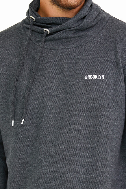 Erkek Şal Yaka Regular Fit Brooklyn Baskılı İnce Sweatshirt SPR22SW143