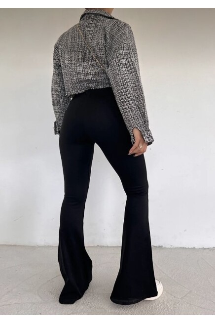 Kadın Beli Lastikli Çelik Kumaş İspanyol Tayt Pantolon