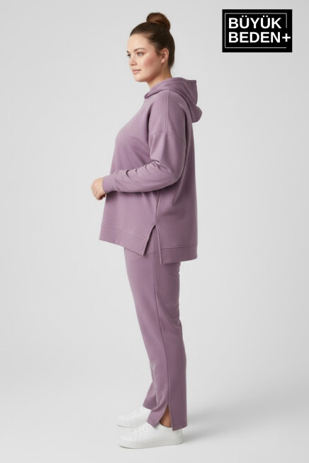 Büyük Beden Kapşonlu Tunik Sweatshırt  SPR26BTK991