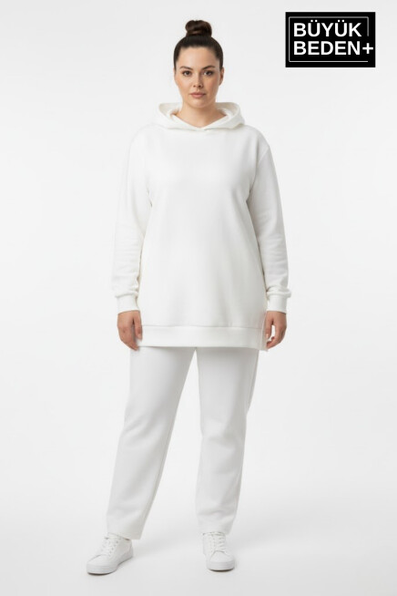 Büyük Beden Kapşonlu Tunik Sweatshırt  SPR26BTK991