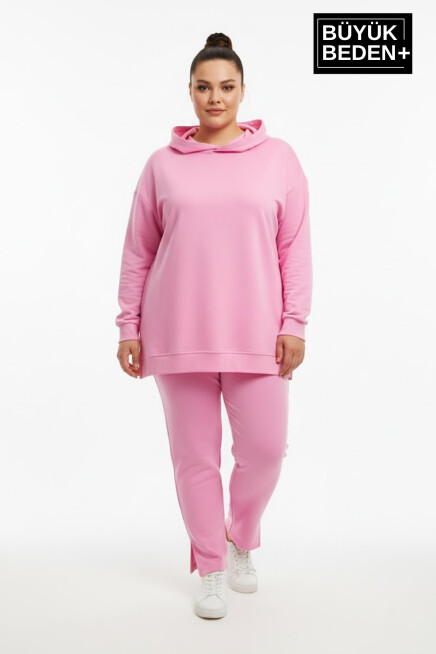 Büyük Beden Kapşonlu Tunik Sweatshırt  SPR26BTK991