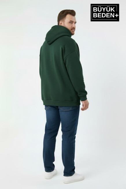 Erkek Büyük Beden AR Baskılı Kapüşonlu Sweatshirt SPR26BSW963