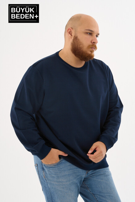 Erkek Büyük Beden Bisiklet Yaka İnce Sweatshirt – Regular Fit %64 Pamuklu SPR26BSW956