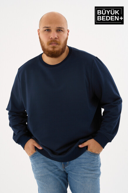 Erkek Büyük Beden Bisiklet Yaka İnce Sweatshirt – Regular Fit %64 Pamuklu SPR26BSW956