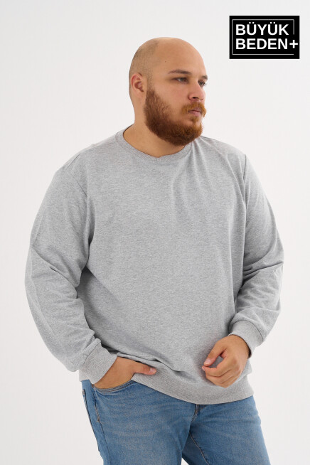 Erkek Büyük Beden Bisiklet Yaka İnce Sweatshirt – Regular Fit %64 Pamuklu SPR26BSW956