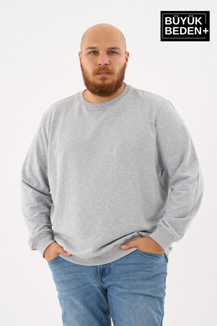 Erkek Büyük Beden Bisiklet Yaka İnce Sweatshirt – Regular Fit %64 Pamuklu SPR26BSW956