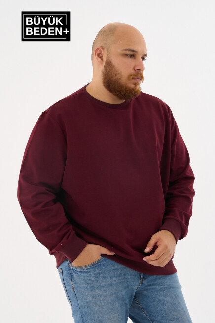 Erkek Büyük Beden Bisiklet Yaka İnce Sweatshirt – Regular Fit %64 Pamuklu SPR26BSW956