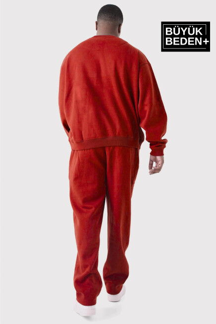 Erkek Büyük Beden Bisiklet Yaka ince Sweatshirt SPR24BSW56