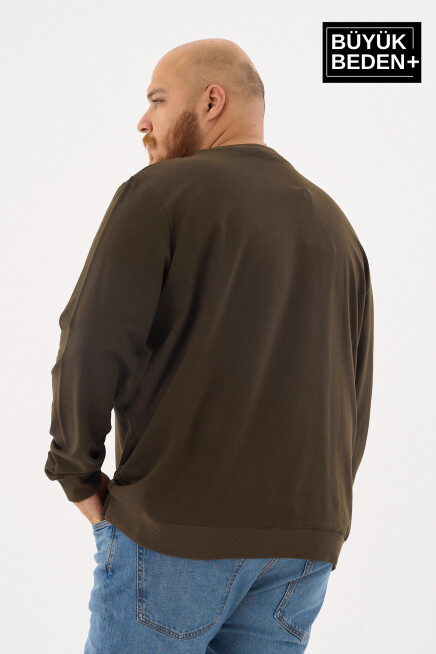 Erkek Büyük Beden Bisiklet Yaka ince Sweatshirt SPR24BSW56