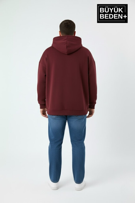 Erkek Büyük Beden Brooklyn 1970 Baskılı Kapüşonlu Sweatshirt SPR26BSW964