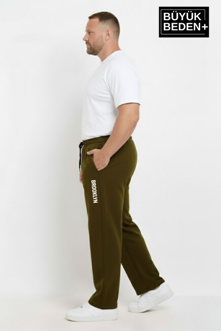 Erkek Büyük Beden BROOKLYN Baskılı Rahat Kesim Paça Reçme  ince Eşofman Altı SPR26EA952-2