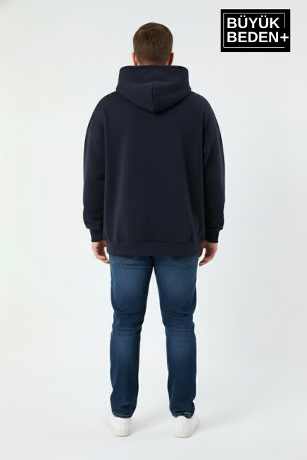 Erkek Büyük Beden  California 1974 Baskılı Kapüşonlu Sweatshirt -Rahat Kalıp SPR26BSW965