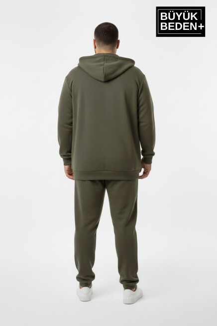 Erkek Büyük Beden Fermuarlı Kapüşonlu Chef Baskılı Sweatshirt Hırka - Rahat Kalıp SPR26BHR921