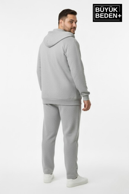 Erkek Büyük Beden Fermuarlı Kapüşonlu Chef Baskılı Sweatshirt Hırka - Rahat Kalıp SPR26BHR921