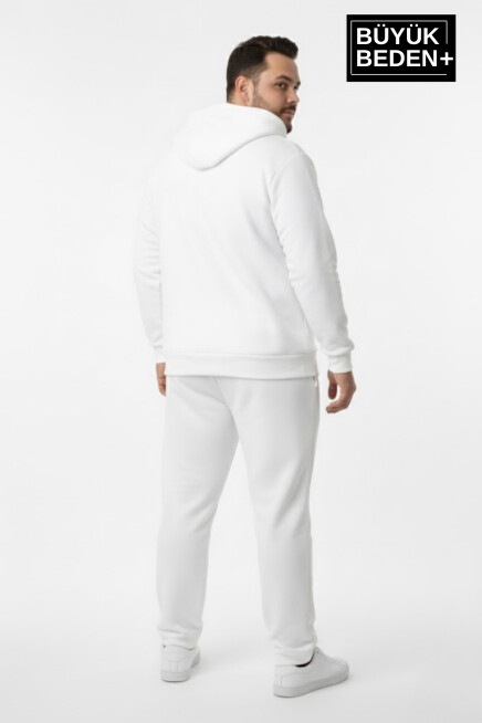 Erkek Büyük Beden Fermuarlı Kapüşonlu New York Baskılı Sweatshirt Hırka SPR26BHR923