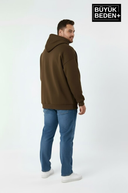 Erkek Büyük Beden Hoodie –Rahat Kalıp Konforlu Unified Baskılı Sweatshirt SPR26BSW968
