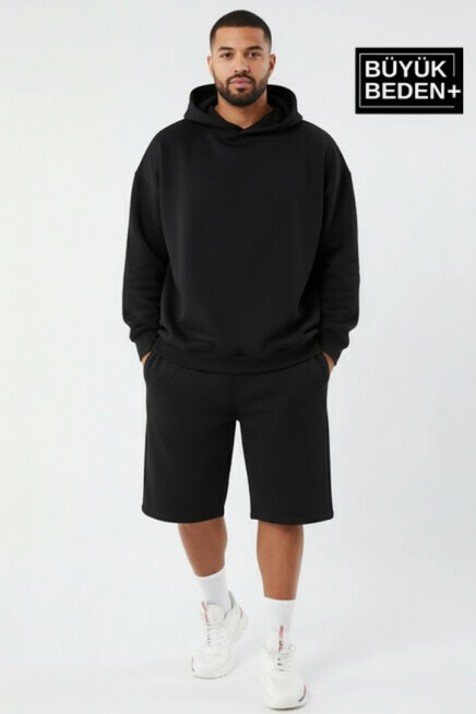 Erkek Büyük Beden Kapşonlu ince Sweatshirt SPR24BSW57