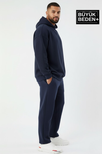 Erkek Büyük Beden Kapşonlu ince Sweatshirt SPR24BSW57