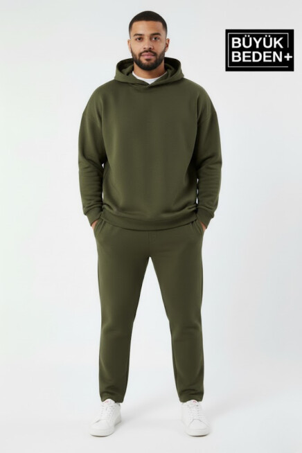 Erkek Büyük Beden Kapşonlu ince Sweatshirt SPR24BSW57