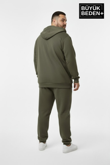 Erkek Büyük Beden Kapüşonlu Fermuarlı N Baskılı Sweatshirt Hırka SPR26BHR922