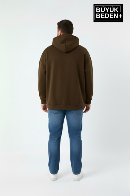 Erkek Büyük Beden Kapüşonlu Orta Brooklyn Baskılı Sweatshirt SPR26BSW961