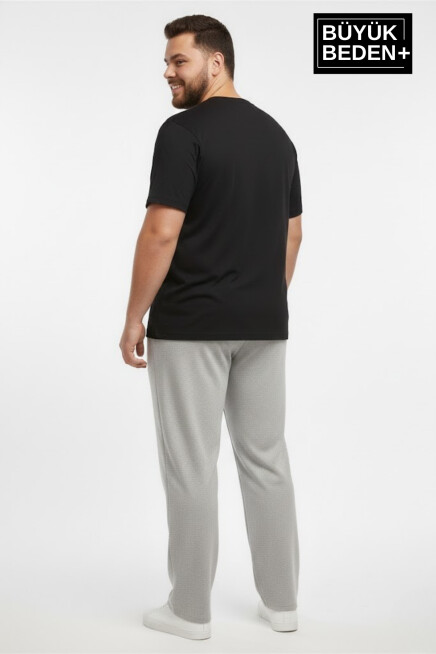 Erkek Büyük Beden N Logo Baskılı Rahat Kesim Paça Reçme ince  Eşofman Altı SPR26EA952-4