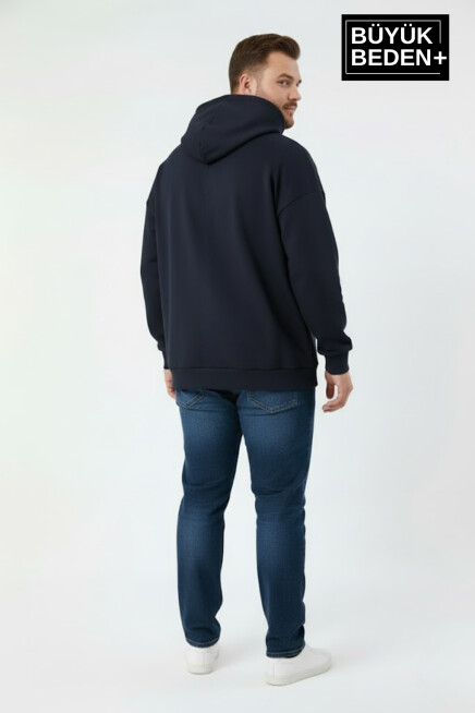 Erkek Büyük Beden New York Baskılı Kapüşonlu Sweatshirt SPR26BSW962