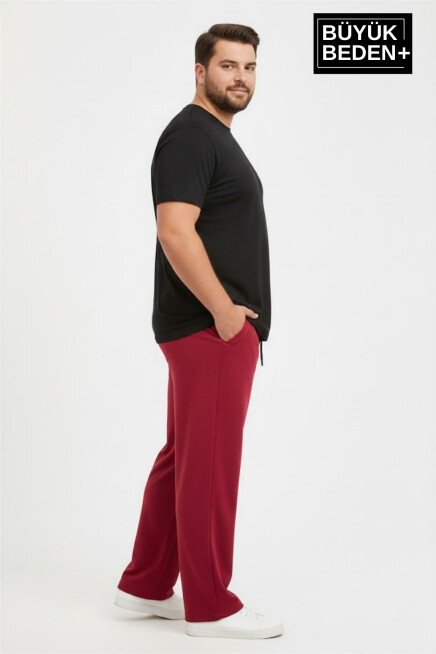 Erkek Büyük Beden Rahat Kalıp Paça Reçmeli İnce Eşofman Altı SPR26BEA952