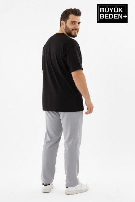 Erkek Büyük Beden Rahat Kesim Paça Reçme AR Baskılı İnce Eşofman Altı SPR26EA952-1