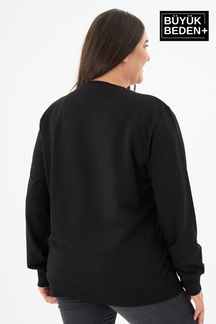 Kadın Büyük Beden Bisiklet Yaka İnce Sweatshirt – Regular Fit %64 Pamuklu SPR26BSWk956