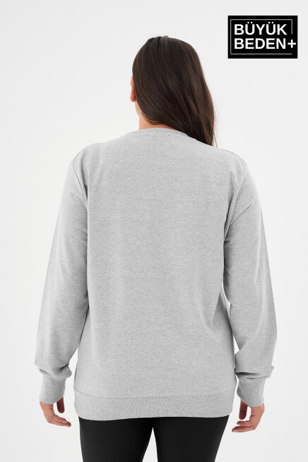 Kadın Büyük Beden Bisiklet Yaka İnce Sweatshirt – Regular Fit %64 Pamuklu SPR26BSWk956
