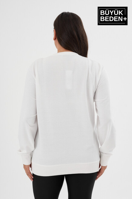 Kadın Büyük Beden Bisiklet Yaka İnce Sweatshirt – Regular Fit %64 Pamuklu SPR26BSWk956