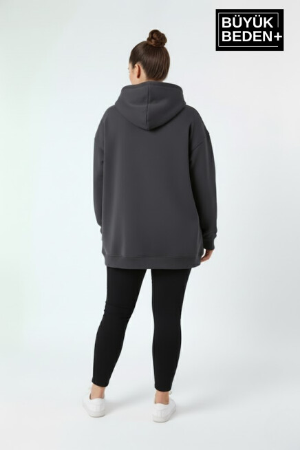 Kadın Büyük Beden Brooklyn 1970 Baskılı Kapüşonlu Sweatshirt SPR26BSWK964